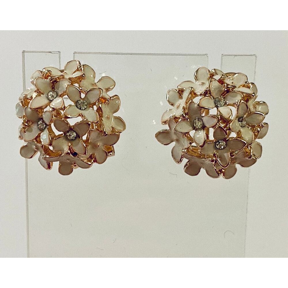 White Enamel Flower Bouquet Earrings Wedding